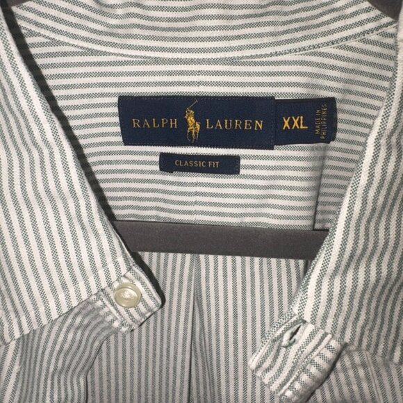 Green White Stripe XXL Men's Polo Ralph Lauren Longsleeve Buttondown - Picture 1 of 8